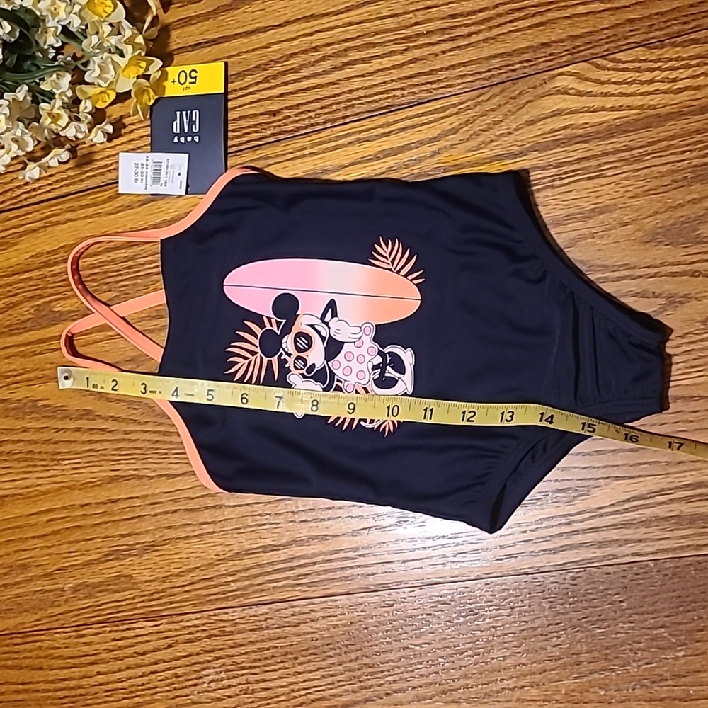 Baby GAP NWT Black and Peach Minnie Mouse Swimsuit 18-24 Months - Picture 6 of 8